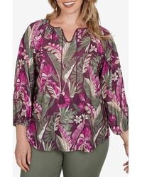 Ruby Rd. - Tropical Print Slub Top - Lyst