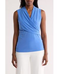 DKNY - Sleeveless Knit Faux Wrap Top - Lyst