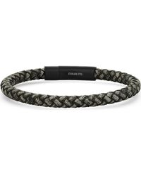 Steeltime - Braided Leather Bracelet - Lyst