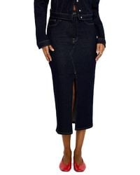 GOOD AMERICAN - Front Slit Denim Midi Skirt - Lyst