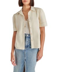 Steve Madden - Virginia Faux Leather Button-up Top - Lyst