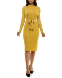 Nina Leonard - Mock Neck Long Sleeve Midi Dress - Lyst