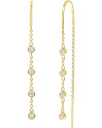 Ron Hami - 14k Yellow Gold Bezel Diamond Drop Threader Earrings - Lyst