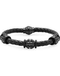 Steeltime - Braided Leather Bracelet - Lyst