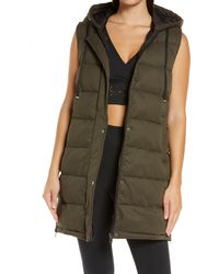 zella long hooded puffer vest