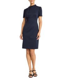 Maggy London - Houndstooth Tie Neck Short Sleeve Sheath Dress - Lyst