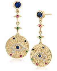 Jardin - Cubic Zirconia Evil Eye Drop Earrings - Lyst