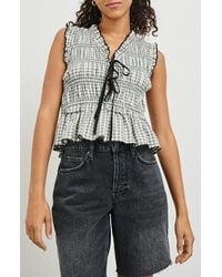 Rails - Martine Gingham Smocked Ruffle Crop Top - Lyst