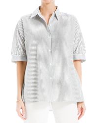 Max Studio - High-low Oversize Button-up Shirt - Lyst