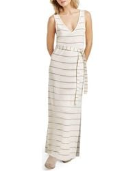 Splendid - Michelle Stripe Tie Waist Sleeveless Maxi Dress - Lyst