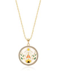 Gabi Rielle - Sweet Harmony 14k Gold Plated Sterling Silver Cz Halo Round Pendant Necklace - Lyst