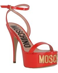 Moschino - Logo Ankle Strap Platform Sandal - Lyst