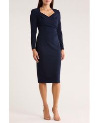 Calvin Klein - Stretch Crepe Midi Sheath Dress - Lyst