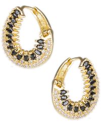 CZ by Kenneth Jay Lane - Black Marquise Cz & White Pave Cz Hoop Earrings - Lyst
