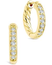 Sterling Forever - Dylan Cubic Zirconia Micro Hoop Earrings - Lyst