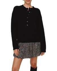 Bella Dahl - Button Placket Merino Wool Blend Sweater - Lyst