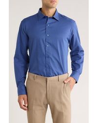 David Donahue - Herringbone Micro Check Print Sport Shirt - Lyst