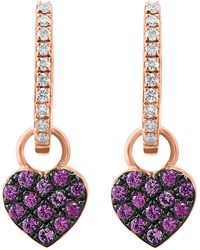 Effy - 14k Rose Gold Diamond & Pavé Pink Sapphire Heart Drop Huggie Hoop Earrings - Lyst