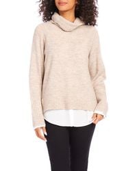 Karen Kane - Mixed Media Layered Turtleneck Sweater - Lyst