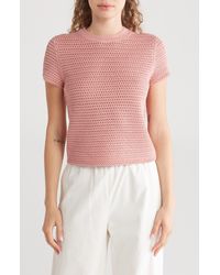 Vince - Cotton Crochet Crewneck T-shirt - Lyst