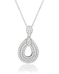 Suzy Levian - Sterling Pavé Cubic Zirconia Teardrop Pendant Necklace - Lyst