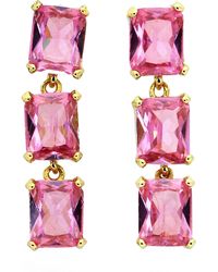 Panacea - Pink Crystal Square Linear Drop Earrings - Lyst
