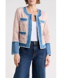 Nanette Lepore - Denim Trim Bouclé Crop Jacket - Lyst