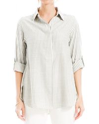 Max Studio - Stripe Oversize Long Sleeve Button-Up Tunic - Lyst