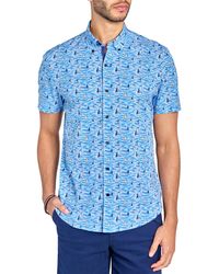 Con.struct - Slim Fit Boat Four-way Stretch Performance Short Sleeve Button-down Shirt - Lyst