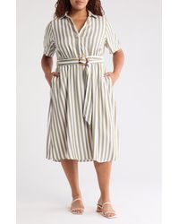 Tahari - Stripe Belted Shirtdress - Lyst