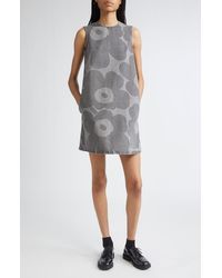 Marimekko Maridenim Somasti Unikko Denim Minidress in Blue | Lyst