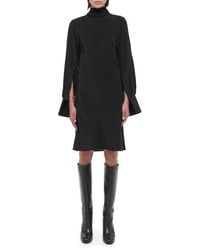 Helmut Lang - Scarf Neck Long Sleeve Silk Dress - Lyst