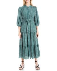 Max Studio - Crepe 3/4 Sleeve Button Front Maxi Dress - Lyst