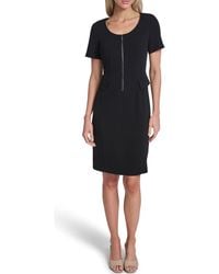 Calvin Klein Faux-leather Zip-front Dress in Black | Lyst Calvin Klein Faux-leather Zip-front Dress in Black | Lyst