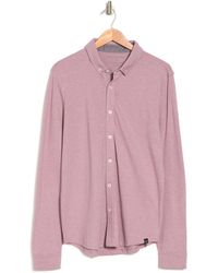 Threads For Thought Mika Pique Button-down Shirt In Heather Lilac Ash At Nordstrom Rack - Pink