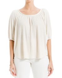 Max Studio - Textured Knit Bubble Sleeve Knit Top - Lyst