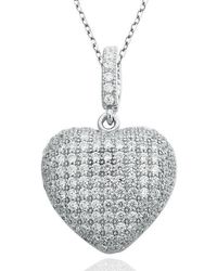 Suzy Levian - Cubic Zirconia Pavé Heart Pendant Necklace - Lyst
