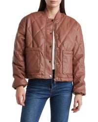 Vigoss - Faux Leather Quilted Crop Jacket - Lyst