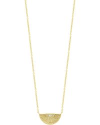 CARRIERE JEWELRY 18k Gold Plated Sterling Silver & Diamond Solteiro Fan Pendant Necklace - Metallic