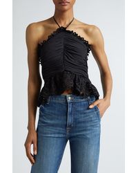 Ramy Brook - Michelle Eyelet Peplum Halter Top - Lyst