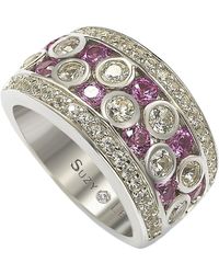 Suzy Levian - 18k Yellow Gold Plated Sterling Silver Pink & White Sapphire Diamond Accent Band Ring - Lyst
