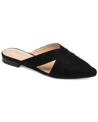 Journee Collection - Faux Suede Almond-Toe Mules - Lyst