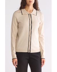 Max Studio - Tipped Button Front Cardigan - Lyst