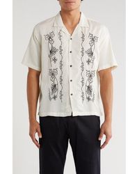 T.R. Premium - Boxy Fit Floral Embroidered Camp Shirt Boxy Fit Sun Embroidered Camp Shirt - Lyst