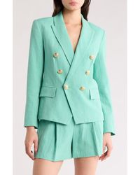 L'Agence - Kenzie Double Breasted Linen & Cotton Blazer - Lyst