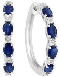 Effy - Sterling Ruby & Diamond Hoop Earrings - Lyst
