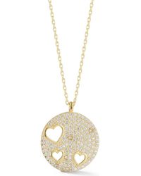 Sphera Milano - Pavé Cubic Zirconia Heart Medallion Pendant Necklace - Lyst