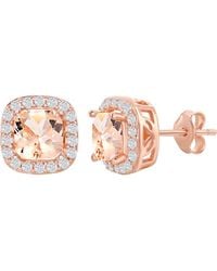 Simona - Plated Sterling Morganite & Cz Stud Earrings - Lyst