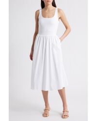 Spanx - Spanxsmooth Jersey Mixed Media Midi Dress - Lyst
