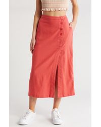 Melrose and Market - Faux Wrap Linen Blend Midi Skirt - Lyst